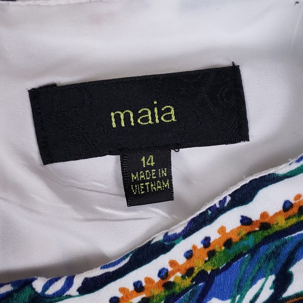 Maia Paisley Print Dress Women's 14 White Multicolor Sleeveless A-Line Boho - Picture 3 of 9